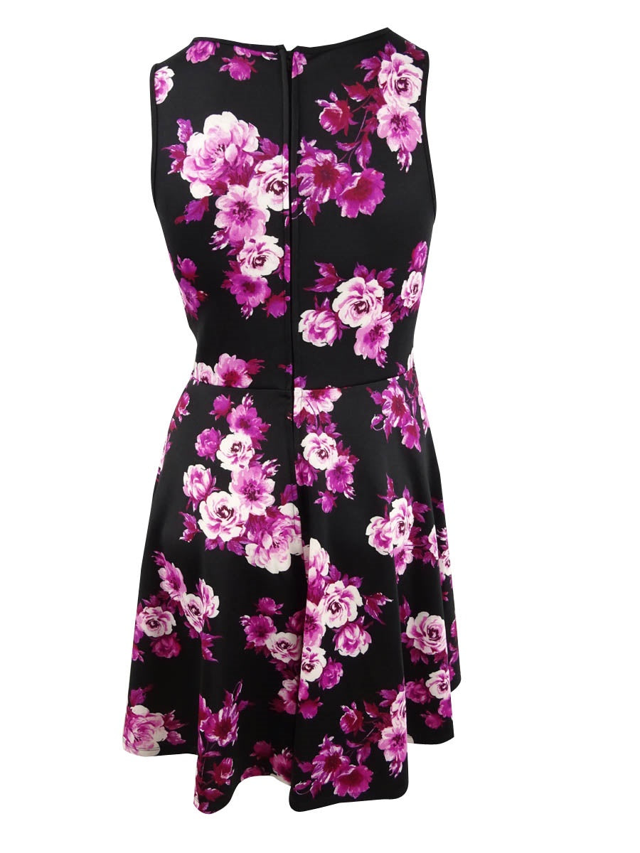 City Studios Women's Plus Floral Print A Line Dress Purple Size 18W