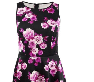 City Studios Women's Plus Floral Print A Line Dress Purple Size 18W