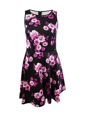 City Studios Women's Plus Floral Print A Line Dress Purple Size 22W