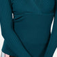 INC International Concepts Women's Ribbed Surplice Sweater Green Size XX-Large