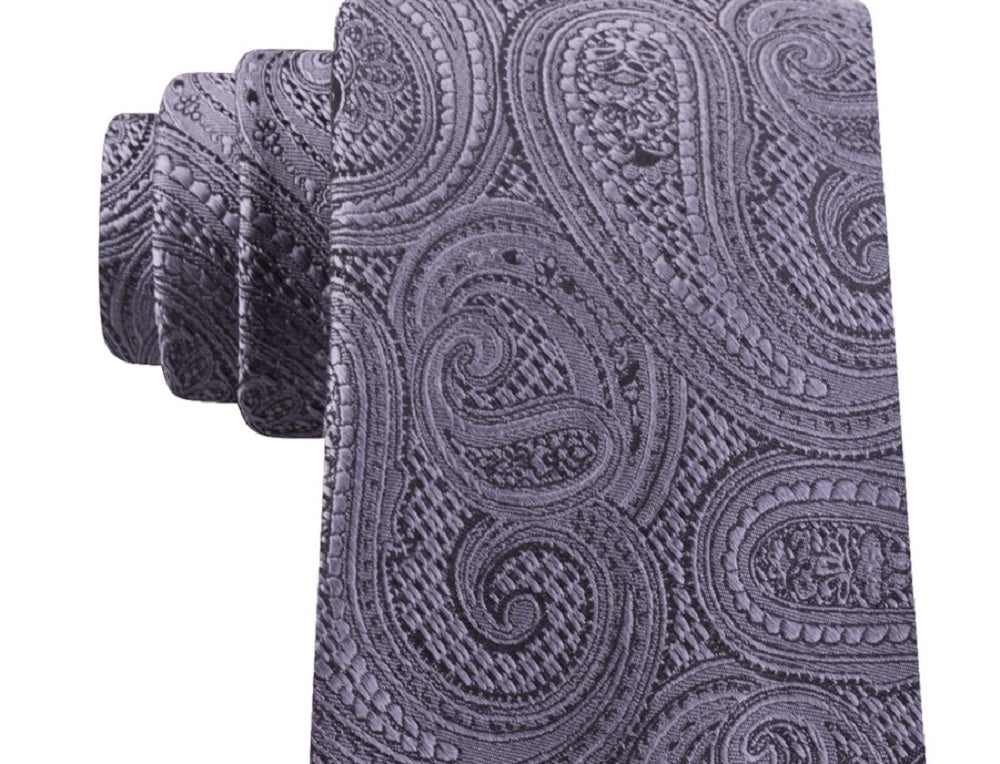 Michael Kors Men's Silk Paisley Neck Tie Dark Gray Size Regular