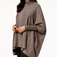 Alfani Women's Petite Turtleneck Poncho Sweater  Dark Beige Size Petite