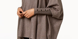 Alfani Women's Petite Turtleneck Poncho Sweater  Dark Beige Size Petite