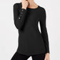 Alfani Women's Snap Detail Pullover Sweater Black Size Large