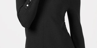 Alfani Women's Ribbed Snap Detail Sweater Black Size Small