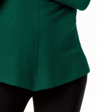 Alfani Women's Ribbed Snap-Detail Sweater Dark Green Size Small