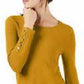 Alfani Women's Ribbed Snap Detail Sweater Yellow Size Large