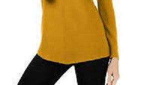 Alfani Women's Ribbed Snap Detail Sweater Yellow Size Large