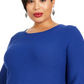 Alfani Women's Ribbed Snap Detail Sweater Blue Size -0X