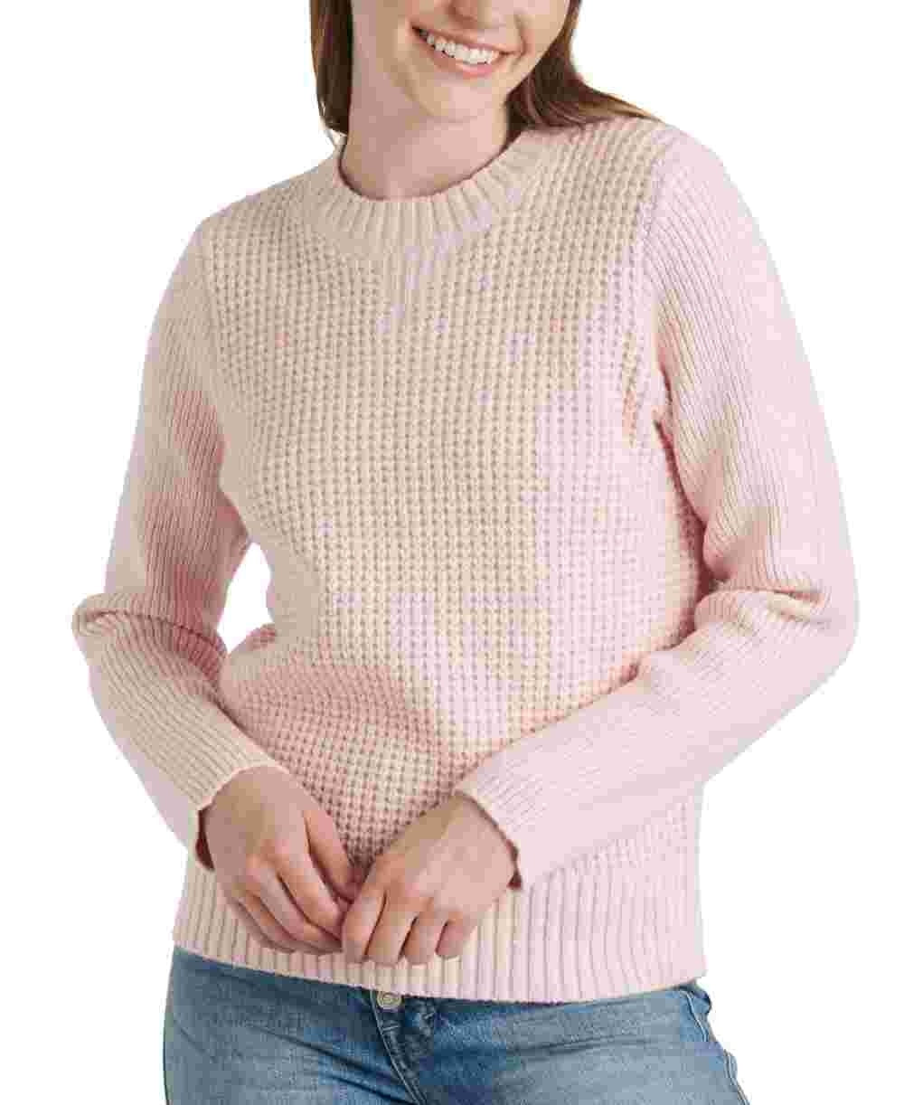 Lucky Brand Women's Waffle Knit Pullover Pink Size X-Large