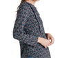 Lucky Brand Women's Floral Button Down Button Down Top Navy Size Small