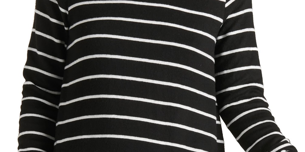 Lucky Brand Women's Striped Turtle Neck Sweater Black Size X-Large
