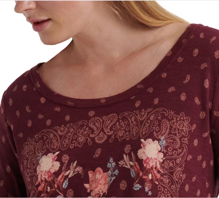 Lucky Brand Women's Matchbox Long Sleeve T-Shirt Red Size X-Small