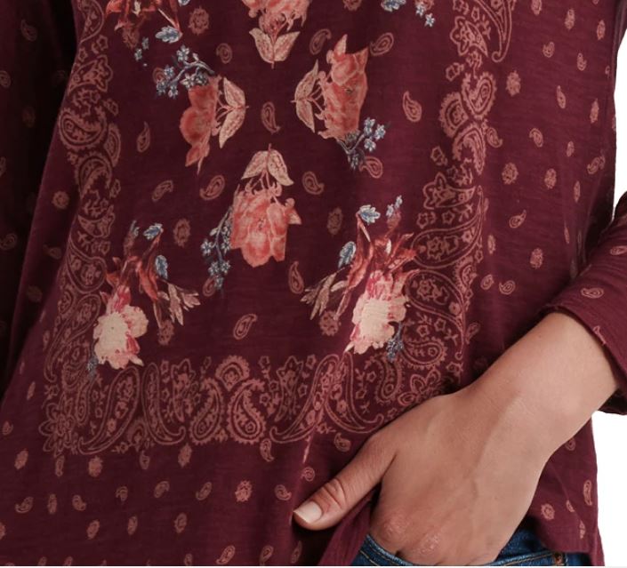 Lucky Brand Women's Matchbox Long Sleeve T-Shirt Red Size X-Small