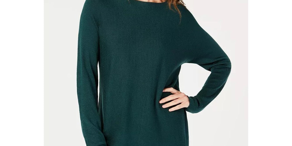 INC International Concepts Women's Shirttail Sweater Green