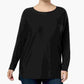 INC International Concepts Women's Wool High Low Pullover Top Black Size 2X