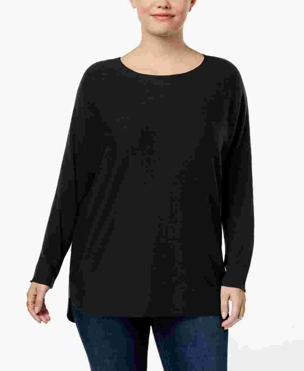 INC International Concepts Women's Wool High Low Pullover Top Black Size 2X