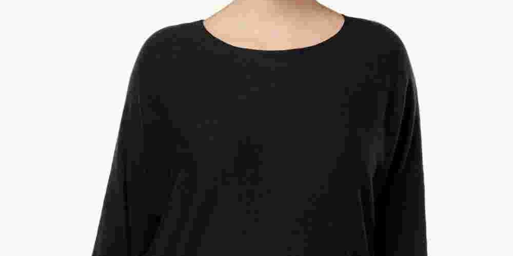 INC International Concepts Women's Wool High Low Pullover Top Black Size 2X