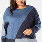 INC International Concepts Women's Plus Size Long-Sleeve High-Low Sweater Navy Size 0X