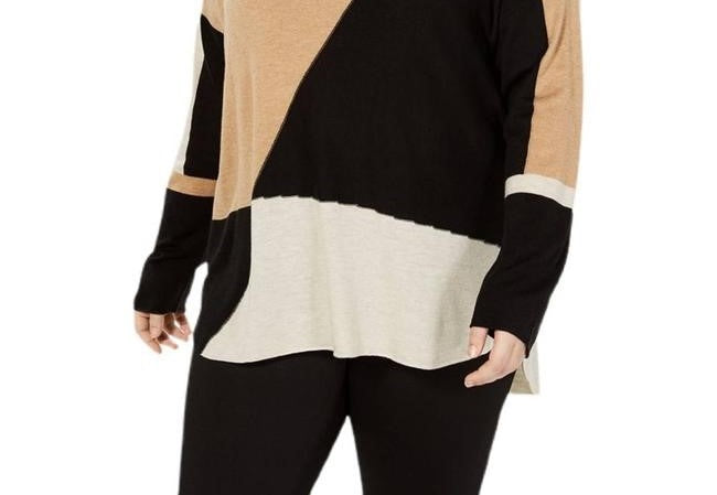 INC International Concepts Women's Plus Size Long-Sleeve High-Low Sweater Yellow Size 1X