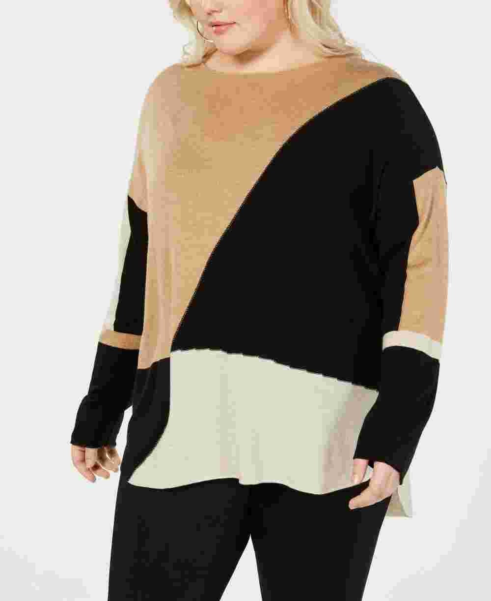 INC International Concepts Women's Long Sleeve High Low Sweater Yellow Size 2X