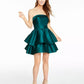 B Darlin Juniors' Strapless Double-Tiered Dress Green Size 15-16