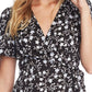 1.STATE Women's Romantic Vines Mini Floral Wrap Dress Black