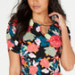 Thalia Sodi Women's Printed Elbow Sleeve Keyhole Top White Size Small