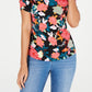 Thalia Sodi Women's Printed Elbow Sleeve Keyhole Top White Size Small