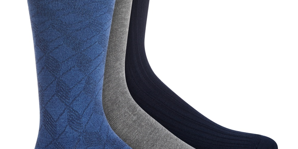 Perry Ellis Portfolio Men's 3 Pack Trouser Dress Socks Navy Size Regular