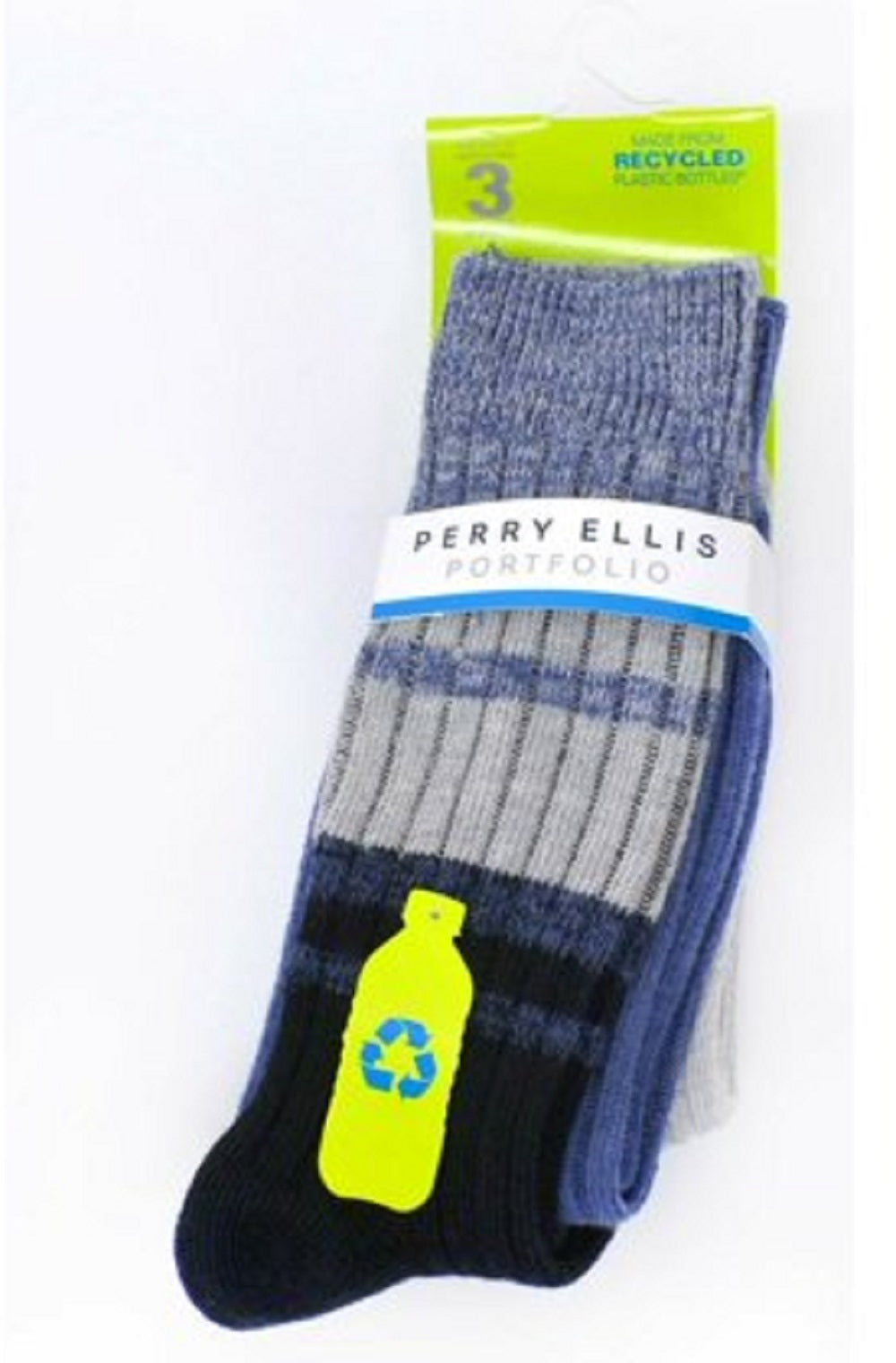 Perry Ellis Men's 3-Pk Thick Socks Warming Gray Black Size Regular
