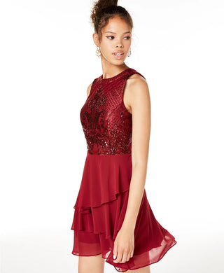 City Studios Juniors' Tiered Fit & Flare Dress Purple Size 5