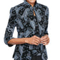 Alex Evenings Women's Printed Twinset Charcoal Size Medium
