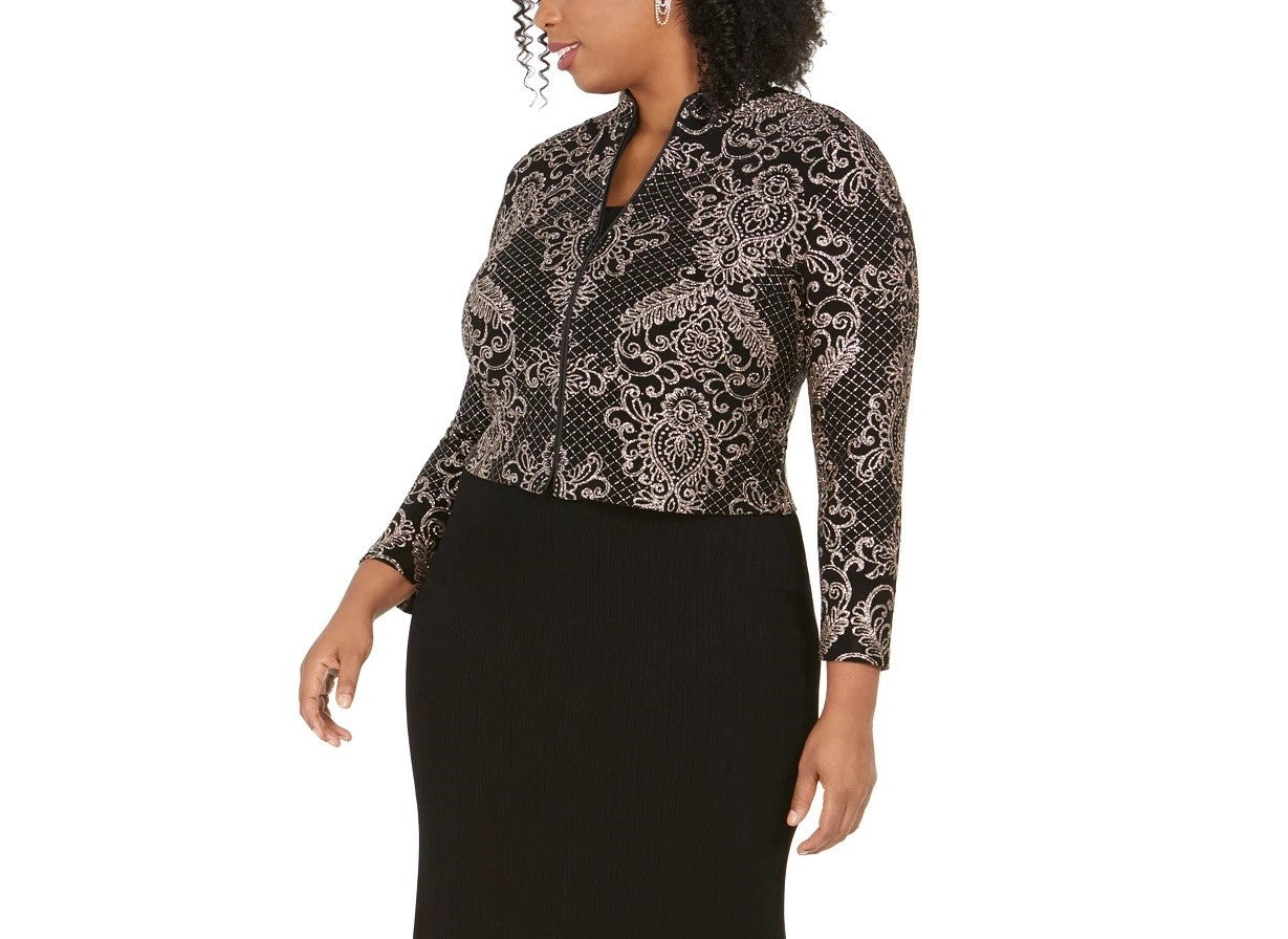 Alex Evenings Women's Plus Size Column Gown & Jacket Brown Size Petite Small