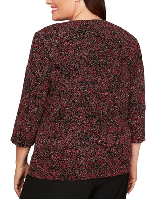 Alex Evenings Women's Plus Printed Twinset Red Size 1X