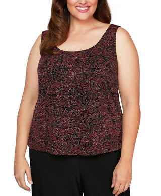 Alex Evenings Women's Plus Printed Twinset Red Size 1X