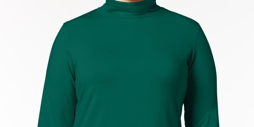JM Collection Women's Plus Turtleneck Top Green Size 1X