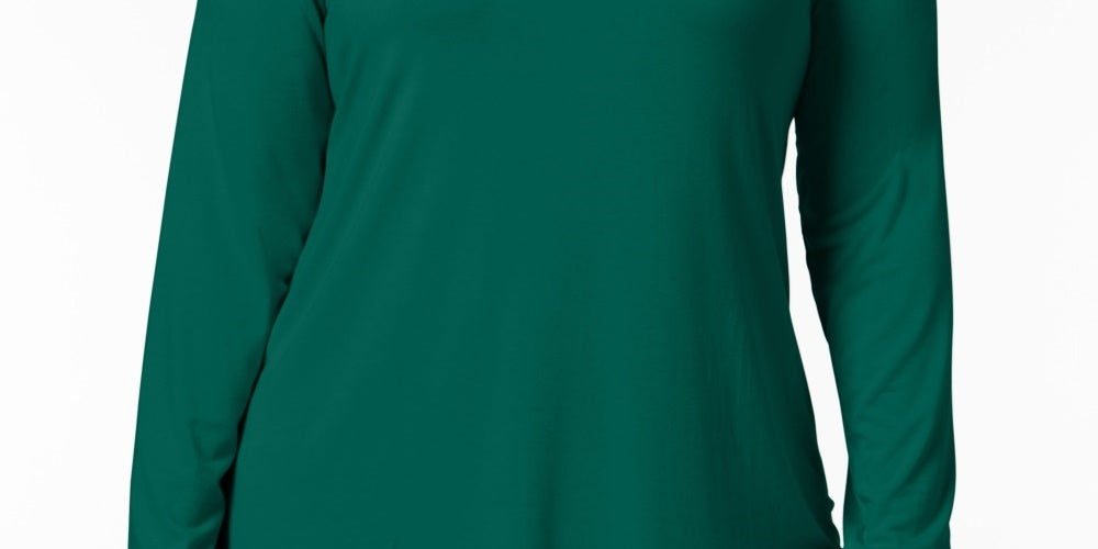 JM Collection Women's Plus Turtleneck Top Green Size 1X