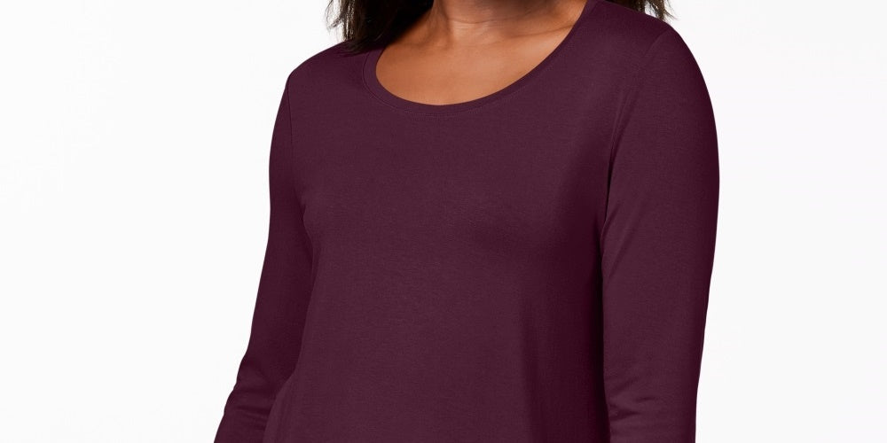 JM Collection Women's Scoop Neck Top Wine Size Medium