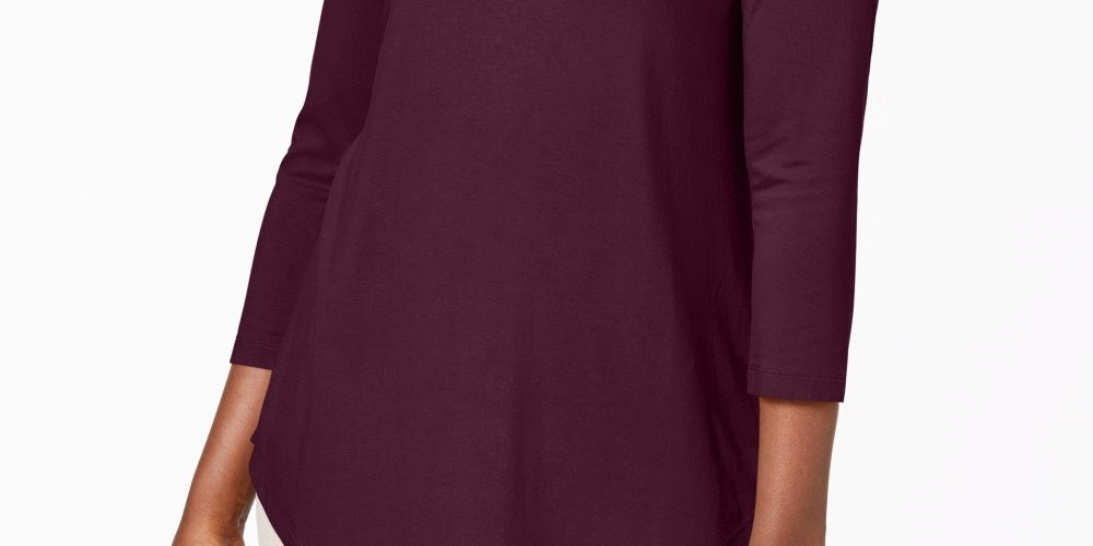 JM Collection Women's Scoop Neck Top Wine Size Medium