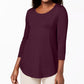 JM Collection Women's Scoop Neck Top Wine Size X-Small
