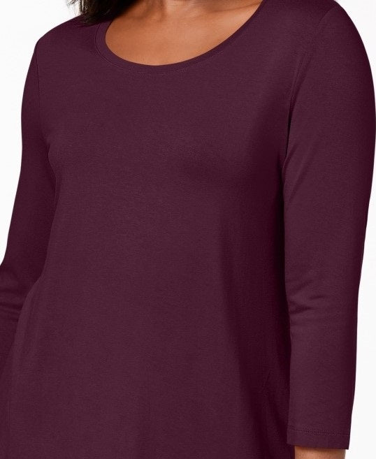 JM Collection Women's Scoop Neck Top Wine Size X-Small