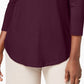 JM Collection Women's Scoop Neck Top Wine Size X-Small