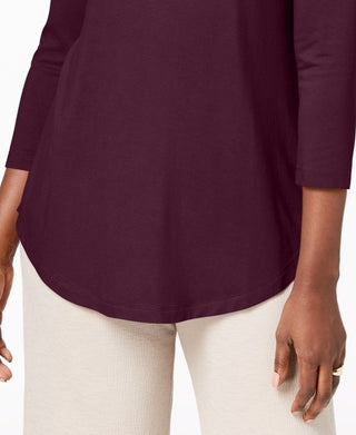 JM Collection Women's Scoop Neck Top Wine Size X-Small