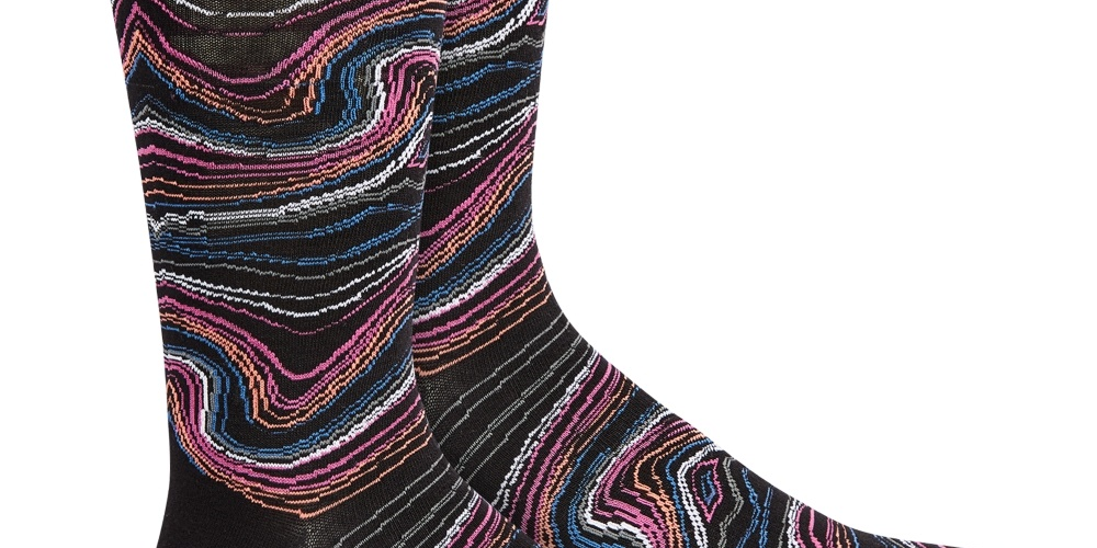Perry Ellis Men's Printed Socks Black Size Regular