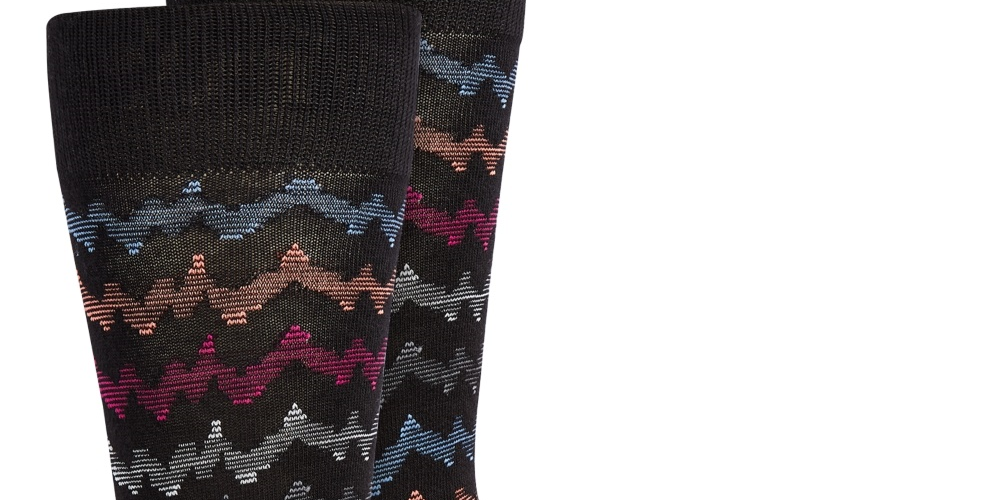 Perry Ellis Men's Chevron Socks Black Size Regular