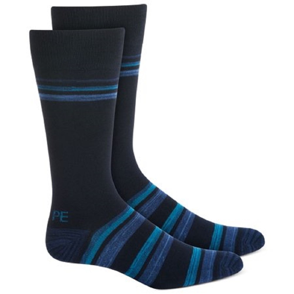 Perry Ellis Men's Bamboo Double Stripe Socks Navy Size Regular