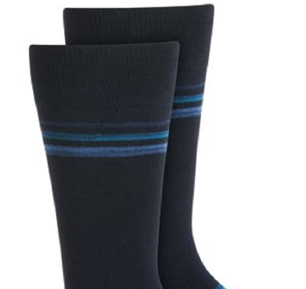 Perry Ellis Men's Bamboo Double Stripe Socks Navy Size Regular