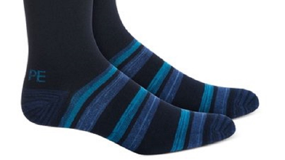 Perry Ellis Men's Bamboo Double Stripe Socks Navy Size Regular