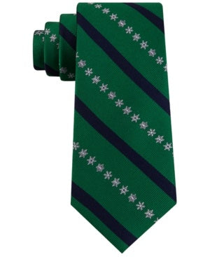 Tommy Hilfiger Men's Snowflake Stripe Tie Green Size Regular
